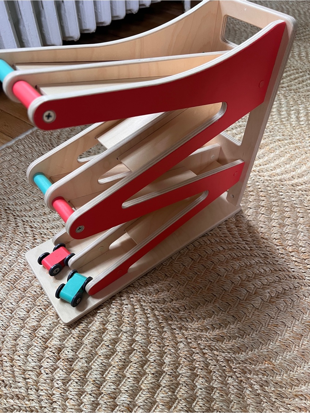 Lovevery Wooden Car Ramp with Teal & Red Accents EUC - Picture 3 of 4